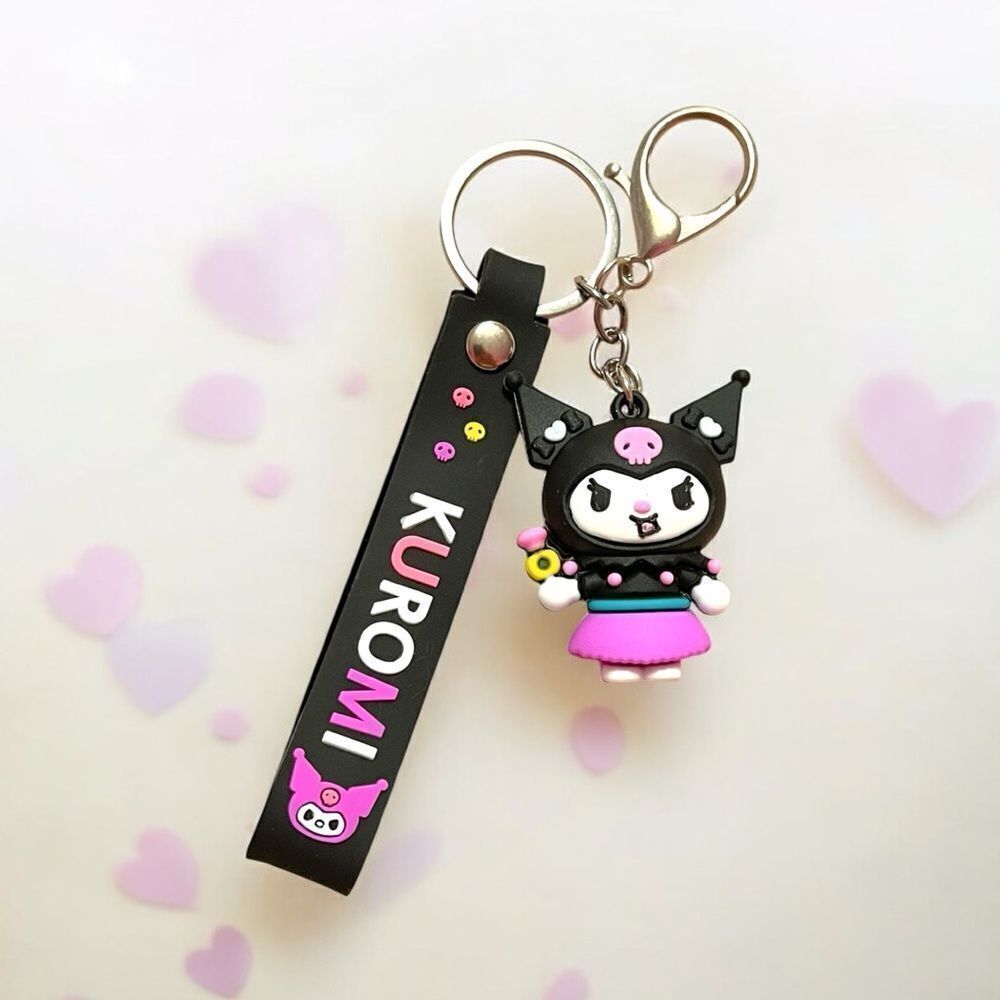 🤯5/$25🤯 Black Kuromi Pink Skirt Bag Charm Key Chain